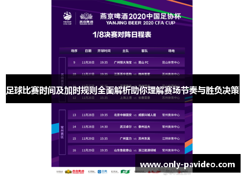 足球比赛时间及加时规则全面解析助你理解赛场节奏与胜负决策 足球比赛时间及加时规则全面解析助你理解赛场节奏与胜负决策